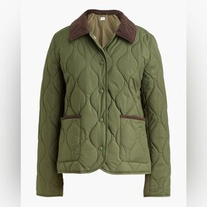 J. Crew Quilted Barn Jacket with Corduroy Collar